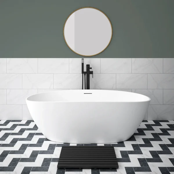 Arezzo 1650 x 690 Matt White Solid Stone Curved Double Ended Bath