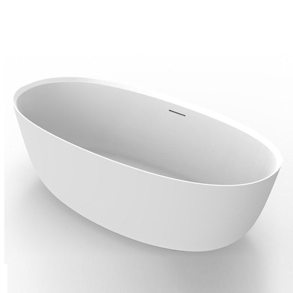 Arezzo 1700 x 800 Matt White Solid Stone Modern Double Ended Bath - Image 5
