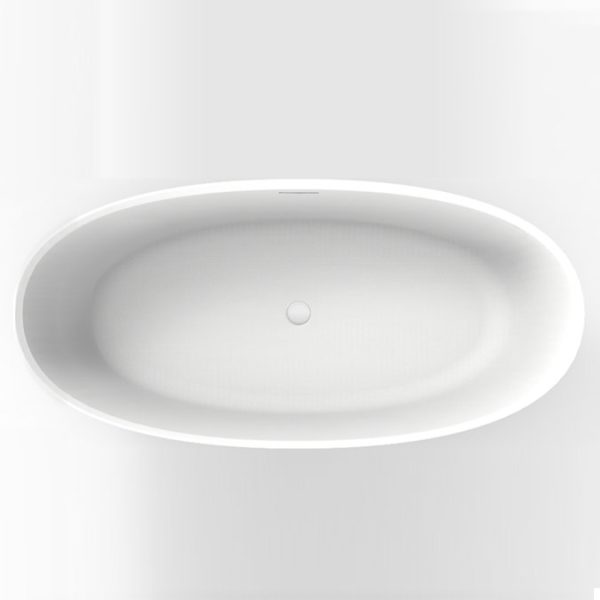 Arezzo 1700 x 800 Matt White Solid Stone Modern Double Ended Bath - Image 3