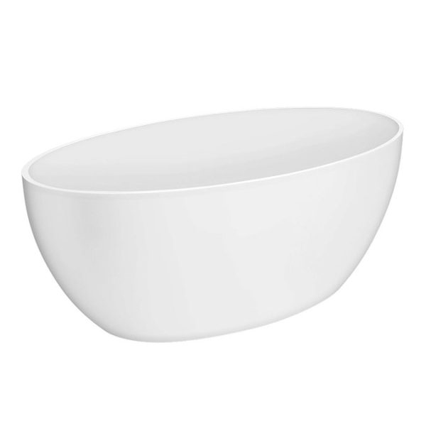 Arezzo 1600 x 855 Matt White Solid Stone Curved Single Ended Bath - Image 3