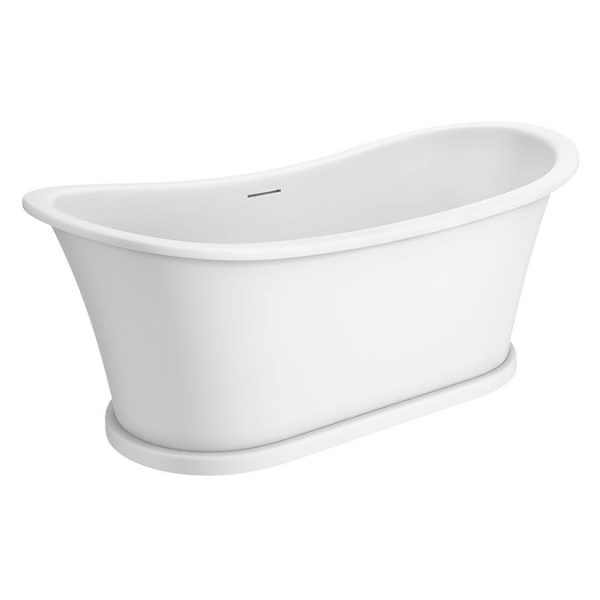 Arezzo 1690 x 750 Matt White Solid Stone Traditional Roll Top Slipper Bath - Image 4