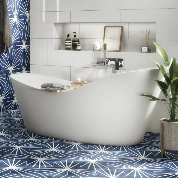 Arezzo 1700 x 750 Matt White Solid Stone Modern Slipper Bath