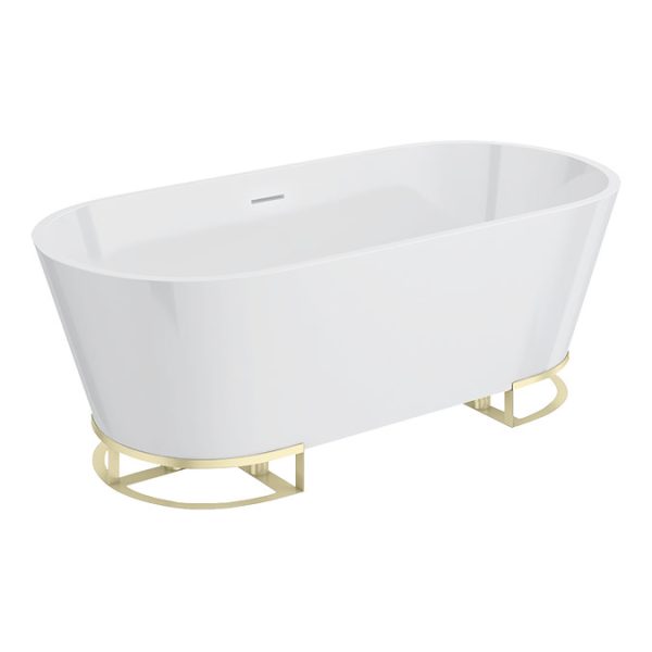 Arezzo 1700 Curved Freestanding Bath with Brushed Brass Frame + Waste - Image 2