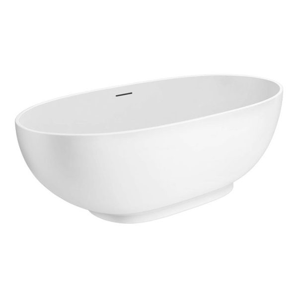 Arezzo 1690 x 800 Matt White Solid Stone Curved Double Ended Bath - Image 3
