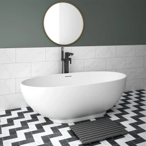 Arezzo 1690 x 800 Matt White Solid Stone Curved Double Ended Bath