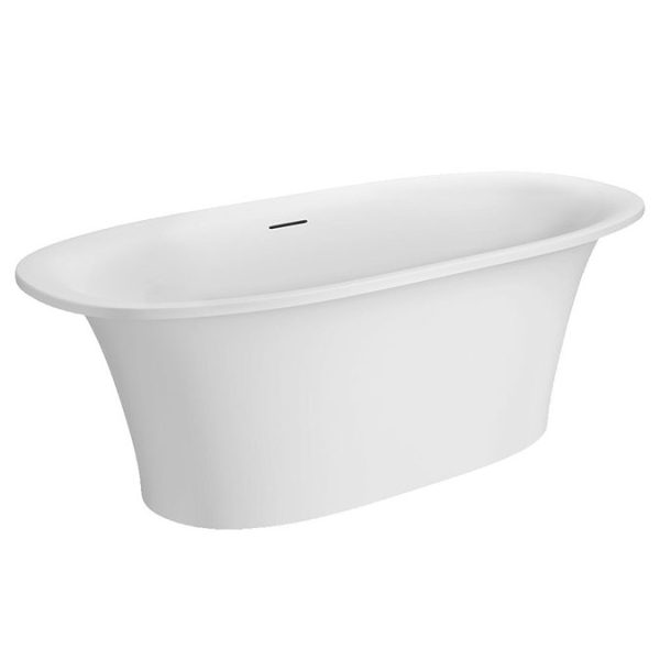 Arezzo 1690 x 750 Matt White Solid Stone Modern Roll Top Bath - Image 3