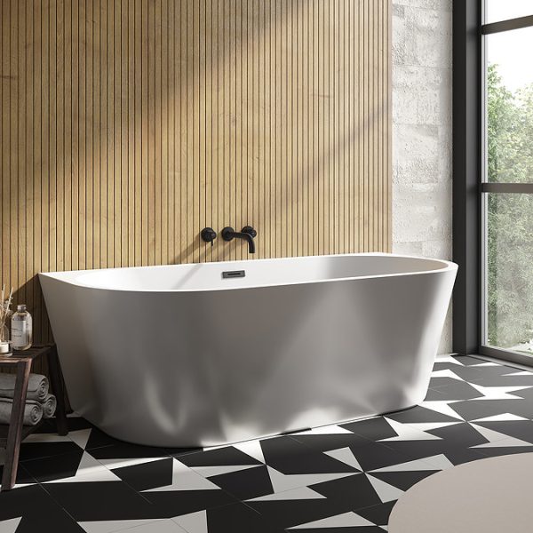 Arezzo Fluted Round Matt Black Wall Mounted (3TH) Bath Filler Tap - Image 6