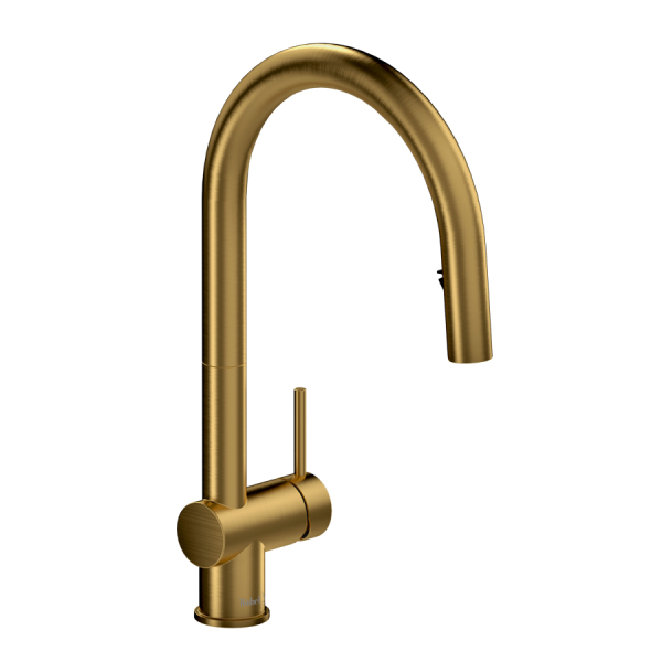 Riobel Azure Single Lever Kitchen Mixer with Pull Down Spray   Brushed Gold