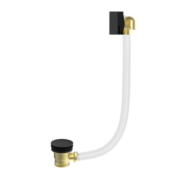 Arezzo Square Matt Black Deck Bath Side Valves with Freeflow Bath Filler - Image 2