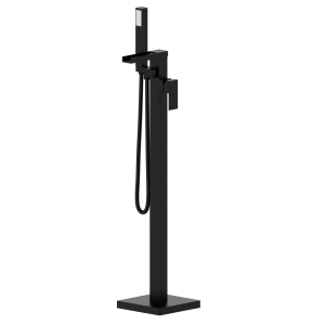 Arezzo Matt Black Waterfall Floor Mounted Freestanding Bath Shower Mixer