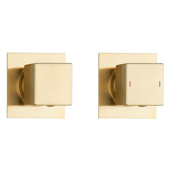 Arezzo Brushed Brass Square Thermostatic Shower Pack with 200mm Head + Handset - Image 7