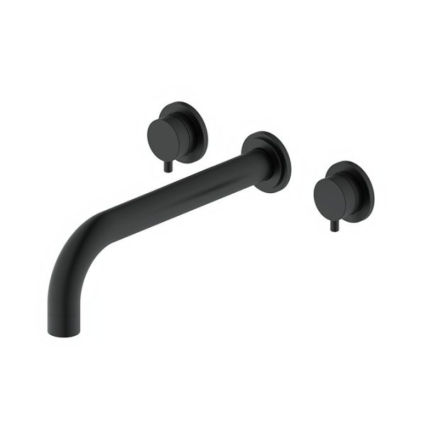 Arezzo Round Matt Black Wall Mounted (3TH) Bath Filler Tap - Image 4