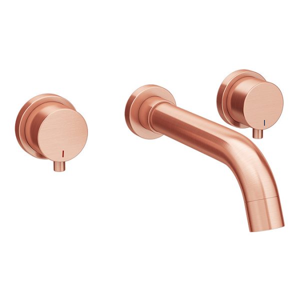 Arezzo Round Rose Gold Wall Mounted (3TH) Bath Filler Tap - Image 2