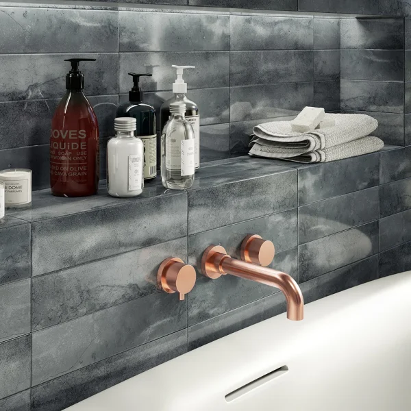 Arezzo Round Rose Gold Wall Mounted (3TH) Bath Filler Tap