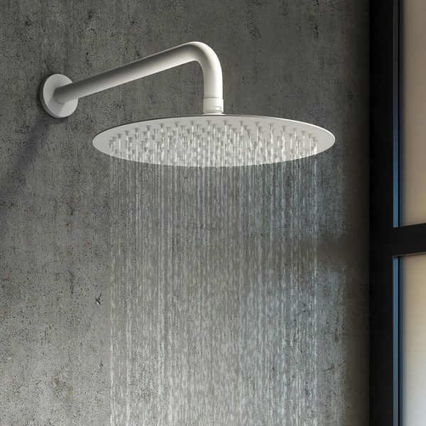 Arezzo Matt White Shower Set (Fixed Round Shower Head + Bath Spout) - Image 2
