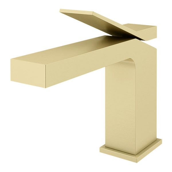 Arezzo Leva Mono Basin Mixer Tap Brushed Brass - Image 3
