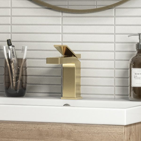 Arezzo Leva Mono Basin Mixer Tap Brushed Brass - Image 4