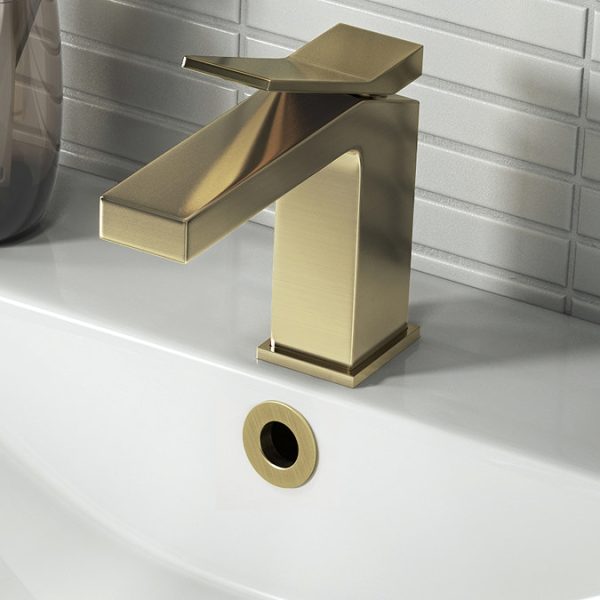 Arezzo Leva Mono Basin Mixer Tap Brushed Brass - Image 2