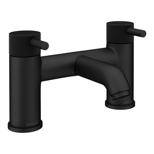 Arezzo Fluted Round Matt Black Bath Filler Tap - Image 3