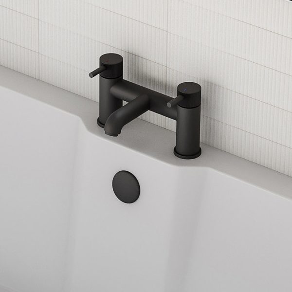 Arezzo Fluted Round Matt Black Bath Filler Tap - Image 6