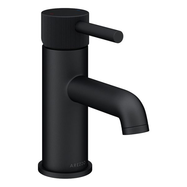 Arezzo Fluted Round Matt Black Basin Mono Mixer - Image 3