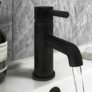 Arezzo Fluted Round Matt Black Basin Mono Mixer