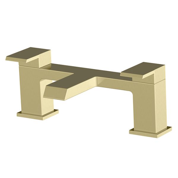 Arezzo Fluted Square Brushed Brass Bath Filler Tap - Image 2