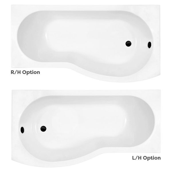 Arezzo B Shaped Shower Bath (1700mm with Screen + Front Panel) - Image 3