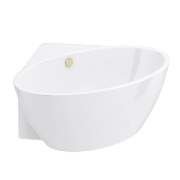 Arezzo Corner Modern Free Standing Bath (1270 x 1270mm) with Brushed Brass Waste - Image 3