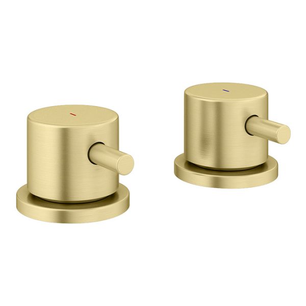 Arezzo Brushed Brass Deck Bath Side Valves with Freeflow Bath Filler - Image 3