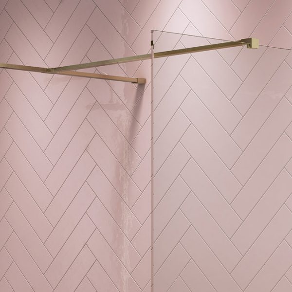 Arezzo 1400 x 900 Brushed Brass Wet Room (inc. Screen, Side Panel + Tray) - Image 2