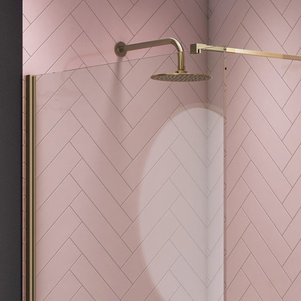 Arezzo 1700 x 800 Brushed Brass Wet Room (inc. Screen + Tray) - Image 2