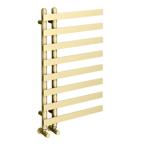 Arezzo Brushed Brass 800 x 500mm 8 Bars Designer Heated Towel Rail - Image 3