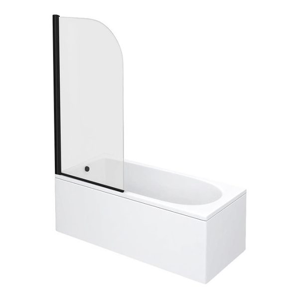 Arezzo Black Curved Top Straight Hinged Round Shower Bath - Image 2