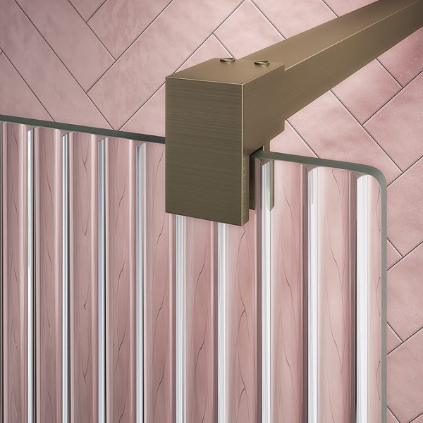Arezzo 1700 x 700 Bath Replacement Wet Room (1000mm Brushed Brass Fluted Glass Screen w. Tray) - Image 5