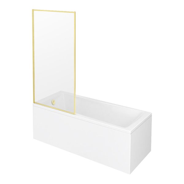 Arezzo Straight Square Shower Bath w. Brushed Brass Framed Fixed Screen - Image 4