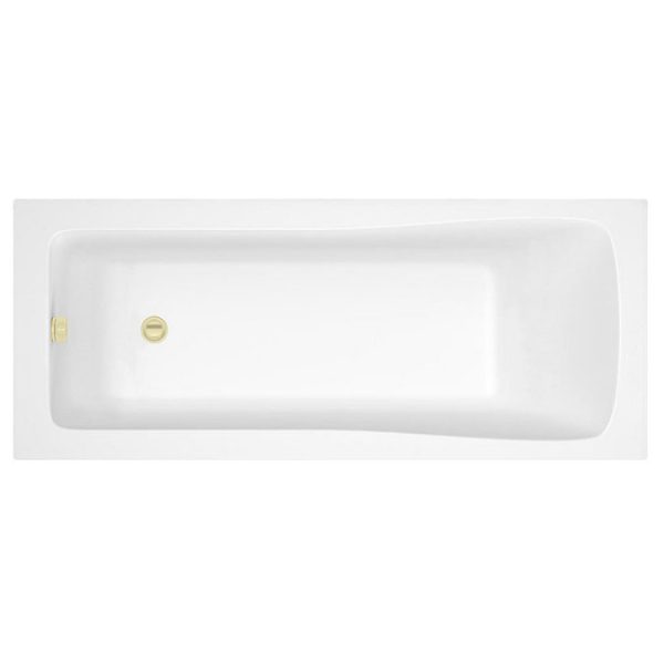 Arezzo Straight Square Shower Bath w. Brushed Brass Framed Fixed Screen - Image 3