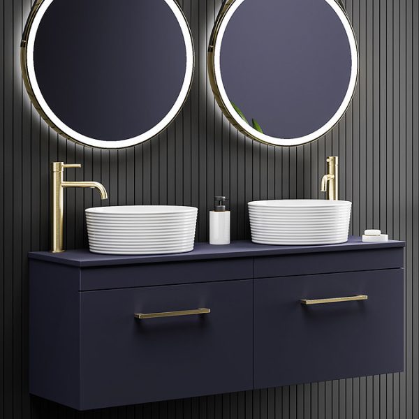 Arezzo Round Brushed Brass High Rise Mono Basin Mixer Tap - Image 2