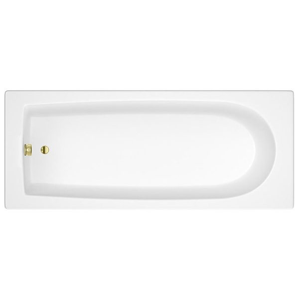 Arezzo Straight Round Shower Bath w. Brushed Brass Curved Top Pivot Screen - Image 4