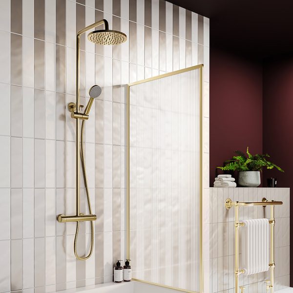 Arezzo Round Thermostatic Shower   Brushed Brass - Image 4