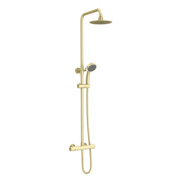 Arezzo Round Thermostatic Shower   Brushed Brass - Image 3