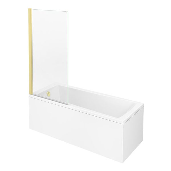 Arezzo Straight Square Shower Bath w. Brushed Brass Pivot Screen - Image 4