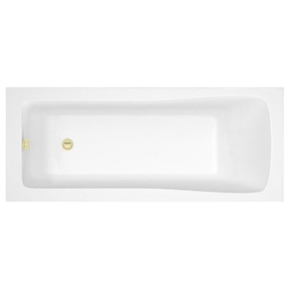 Arezzo Straight Square Shower Bath w. Brushed Brass Pivot Screen - Image 3