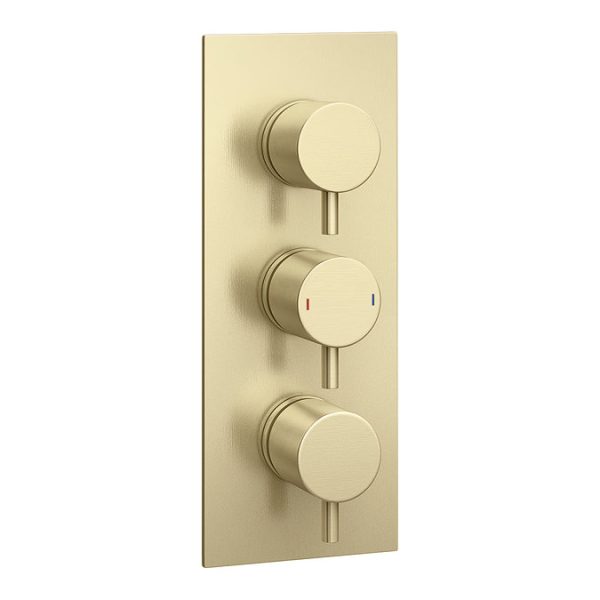Arezzo Brushed Brass Round Thermostatic Shower Pack with 300mm Ceiling Mounted Head + Handset - Image 6