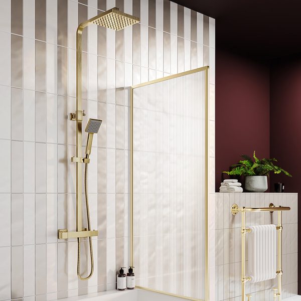 Arezzo Square Thermostatic Shower   Brushed Brass - Image 4