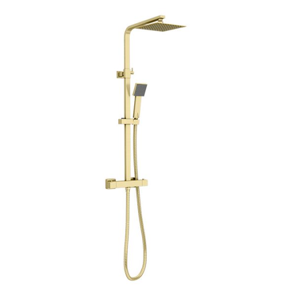 Arezzo 1700 L Shaped Shower Bath with Brushed Brass Exposed Shower Pack and Screen - Image 4