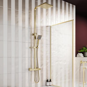 Arezzo Square Thermostatic Shower   Brushed Brass
