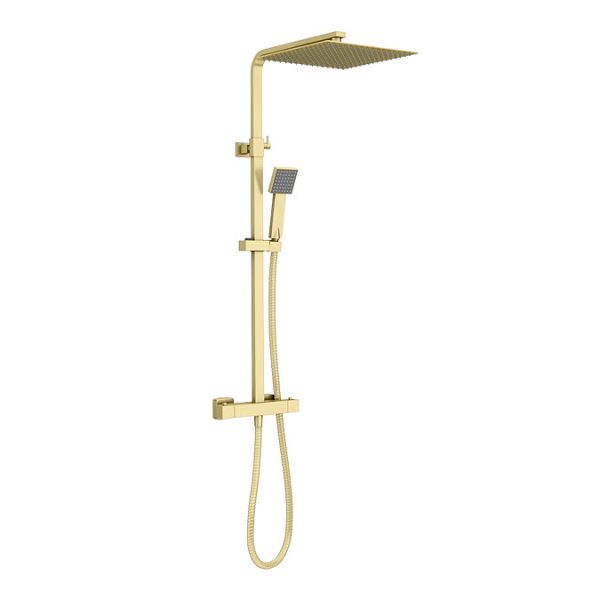 Arezzo Modern Square Thermostatic Shower (300 x 300mm Head   Brushed Brass) - Image 4