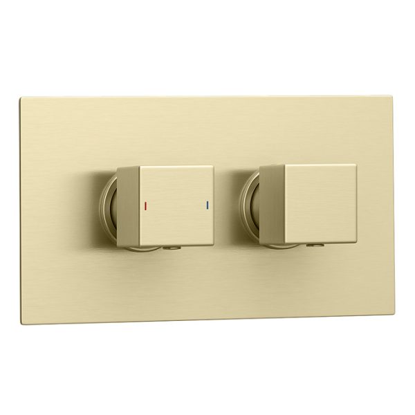 Arezzo Brushed Brass Square Shower Package with Concealed Valve + 300mm Head - Image 3