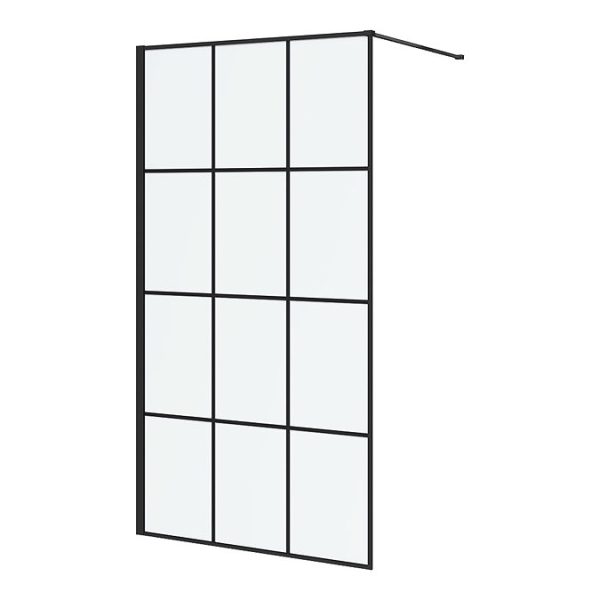 Arezzo 1700 x 700 Bath Replacement Wet Room (1000mm Matt Black Grid Screen w. Tray) - Image 2